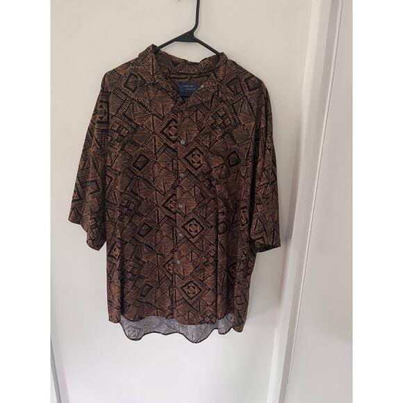 Cambridge Classics Mervyns Black & Brown Vintage Mens Short Sleeves Shirt Large - Picture 1 of 8
